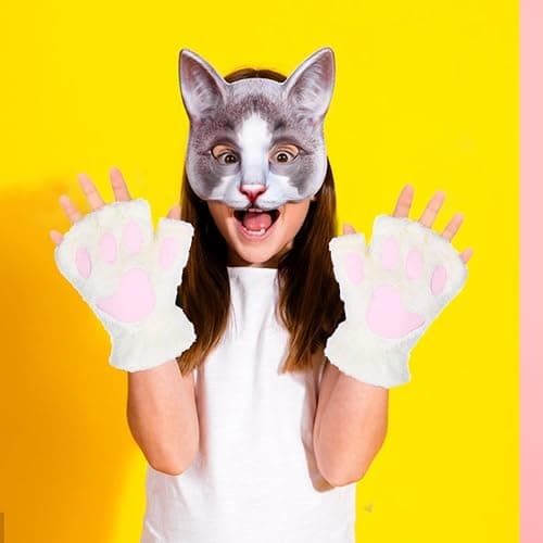 WLLHYF Cat Paws Gloves Fingerless Bear Furry Paw Cute Hand Gear Winter Warm Gloves Halloween Cosplay Costume Accessories thumbnail 7