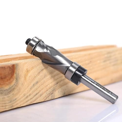 SICWOOD Compression Top and Bottom Bearing Flush Trim Router Bit 1/4 Shank - 1/2" Cutting Dia, Carbide Spiral Up-Down Pattern Template Flush Cut Router Bit, for Wood Trimming thumbnail 7