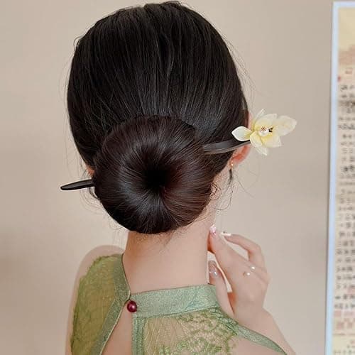 Chinese Flower Wooden Hairpin Handmade Floral Wooden Hair Sticks – Chinese Decorative Hair Chopsticks thumbnail 7