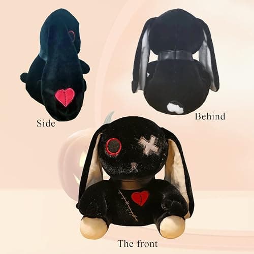 LVQING Easter Bunny Plush Toy,Halloween Scary Rabbit Stuffed Animal Long Ears Standing Toy, 9.8 in Suitable for Fans Easter Christmas Birthday Gift. (Black) thumbnail 2