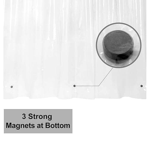 Barossa Design Small Shower Curtain for Shower Stall Size 36 x 72 inches,PEVA - Waterproof, Eco-Friendly, Non-Toxic, Odorless, PVC Free, Metal Grommets (Clear) thumbnail 4