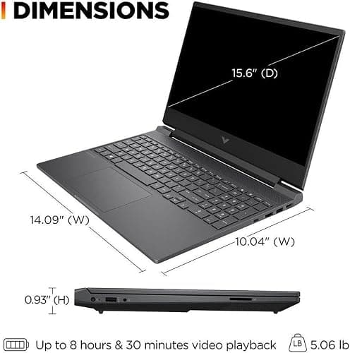 HP Victus 15.6" FHD 144HZ Gaming Laptop | AMD Ryzen 5-7535HS (Beat i7-11800H) | AMD Radeon RX 6550M|Backlit Keyboard| 8GB RAM DDR5 | 512GB SSD | Windows 11 Home | Bundle with USB 3.0 Hub thumbnail 3