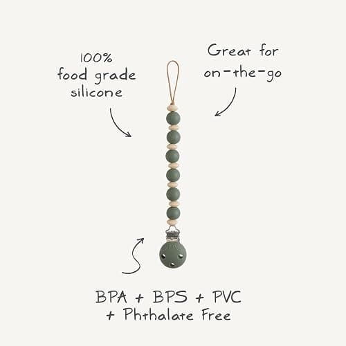 mushie 100% Silicone Baby Pacifier Clip BPA Free | Luna (Dried Thyme) - Dried Thyme thumbnail 9