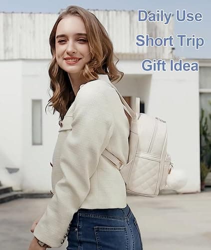 Barsine Girls Fashion Mini Backpack Purse Small Cute Plaid Leather Women Backpacks Little Bag (Ivory) thumbnail 2