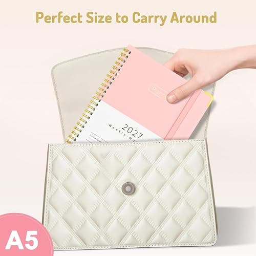 Forvencer 2027 Planner, Hardcover Calendar Planner Jan - Dec 2027, 6"x8" | Spiral Weekly & Monthly Planner, Daily Agenda Book with Tabs, Daily Journal Organizer for Office Home School, Pink thumbnail 9