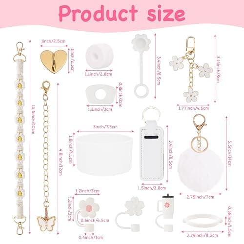 LUOJINYI 15 Stück Stanley Cup Zubehör, Stanley Cup Accessories for Stanley Cup 800 ml - 1100 ml, Stanley Cup Accessory Set, Stanley Quencher Zubehör, Stanley Cup Zubehör Weiß(Becher nicht enthalten) thumbnail 2