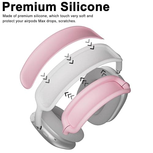 ATUAT for AirPods Max Headphones Case, Protective Silicone Case Cover Skin Accessories Anti-Scratch for Women Men for Apple AirPods Max 2024/2020 (USB-C/Lightning), Pink thumbnail 5