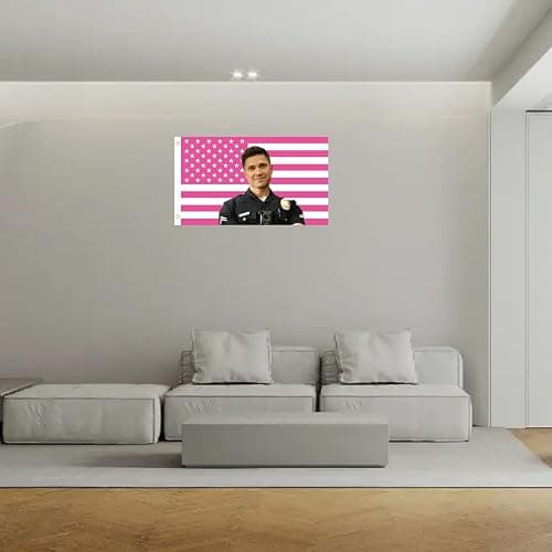 MAGJIUKE Tim Bradford American The Rookie Flag Wall Tapestry,Pink Eric Winter Wall Hanging Decor for Bedroom,3x5 Ft thumbnail 3