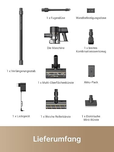 dreame R10 Pro Kabelloser Staubsauger, 20,000PA / 150AW Starke Saugleistung, 65 Min. Laufzeit, Mehrflächenbürste, LED-Lichter, Ideal für Haus- und Autoreinigung, Leicht & Vielseitig thumbnail 6