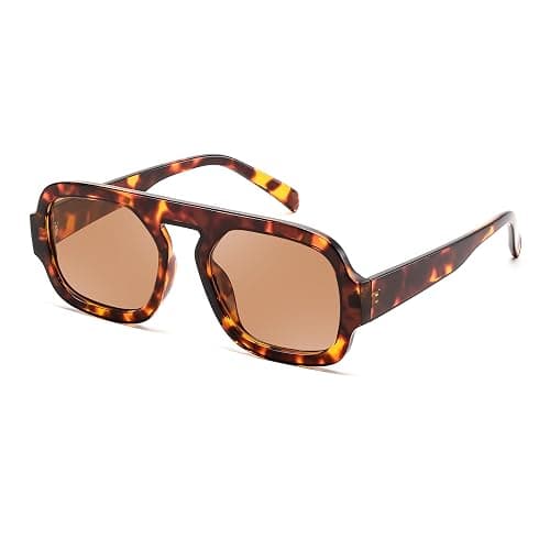 FEISEDY Trendy Square Aviator Oversize Sunglasses for Women, Vintage 70s Flat Top Shades B4175 - Image 1