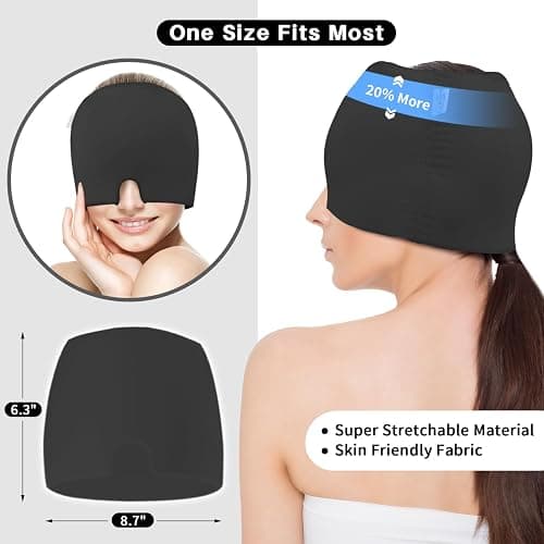 my novel things Migraine Relief Cap, Headache Relief Cap 2PCS with Gel Cooling Eye Mask, Hot Cold Therapy Ice Cap, Cold Compress for Head Sinus, Puffy Eyes, Tension and Stress Relief thumbnail 2