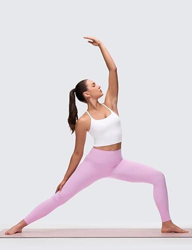 CRZ YOGA Butterluxe Twist Back Crop Tank Tops | Built in Bra, Light Support, Removable Pads, Yoga, Extremely Soft, Cut-Out Crossback, Longline Sports Bras for Women thumbnail 4