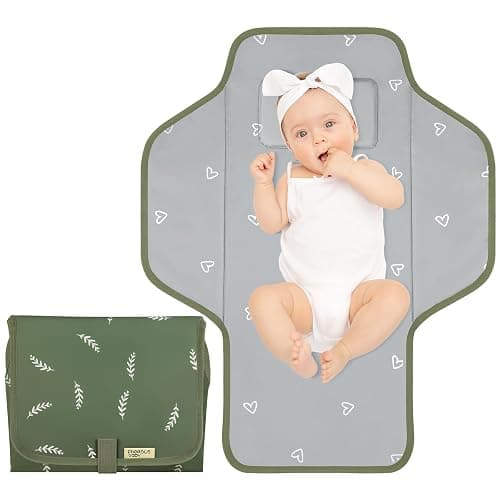 Baby Portable Changing Pad Travel - Waterproof Compact Diaper Changing Mat with Built-in Pillow - Lightweight & Foldable Changing Station, Newborn Shower Gifts - Image 1