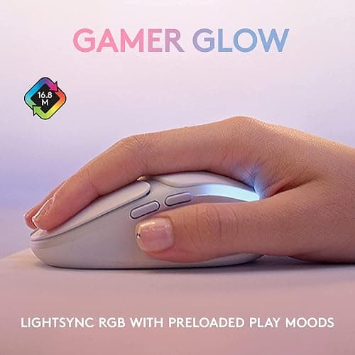 Logitech G705 Wireless Gaming Mouse, Customizable LIGHTSYNC RGB Lighting, Lightspeed Wireless, Bluetooth Connectivity, Lightweight, PC/Mac/Laptop - White Mist - G705 Mouse thumbnail 5