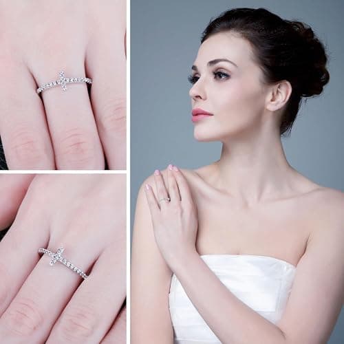 JewelryPalace 14k White Yellow Rose Gold Plated 925 Sterling Silver Rings for Women, Cubic Zirconia Promise Rings for Her, Stackable Wedding Bands Rings for Women Infinity Forever Love Knot Ring thumbnail 5