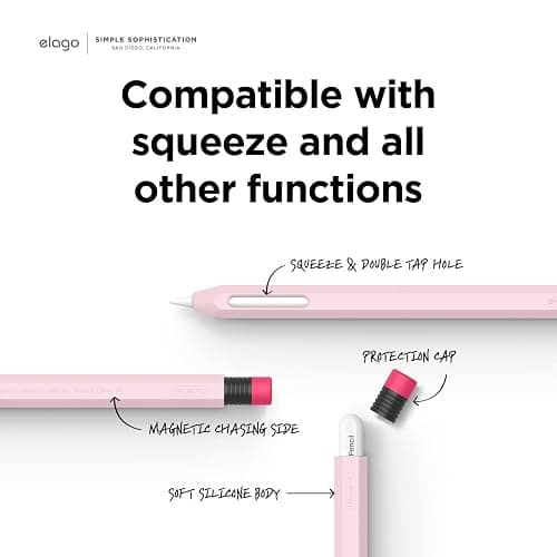 elago Compatible with Apple Pencil Pro Case & Apple Pencil 2nd Generation Case, Compatible with Magnetic Charging, Double Tap, Squeeze, Haptic (Must Read Installation Instructions) [Lovely Pink] thumbnail 5