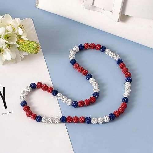 AUSGER Baseball Ice Collection Necklace for Boys Men Sparkly Elastic Bling Beaded Rhinestone Necklace Drip Gift for Girls Kids Players thumbnail 4