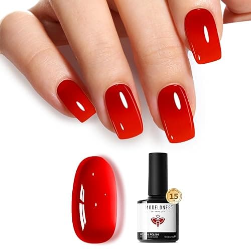 modelones Red Jelly Gel Nail Polish Translucent Gel Polish Christmas Red Neutral Sheer Nails Soak Off LED Nail Lamp Manicure Salon Gift 15 ML - Image 1
