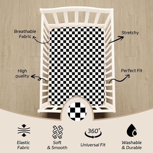 4 Pack Checkered Plaid Crib Sheets Neutral Breathable Buffalo Check Fitted Baby Sheets Nursery Sheets for Baby Boys or Girls (Crib) thumbnail 5