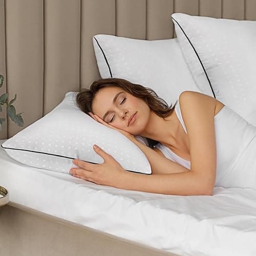 Higoom Standard Size Bed Pillows for Sleeping 4 Pack,Luxury Hotel Pillows,Comfortable and Supportive,Machine Washable,Suitable for Stomach,Back and Side Sleepers. thumbnail 3