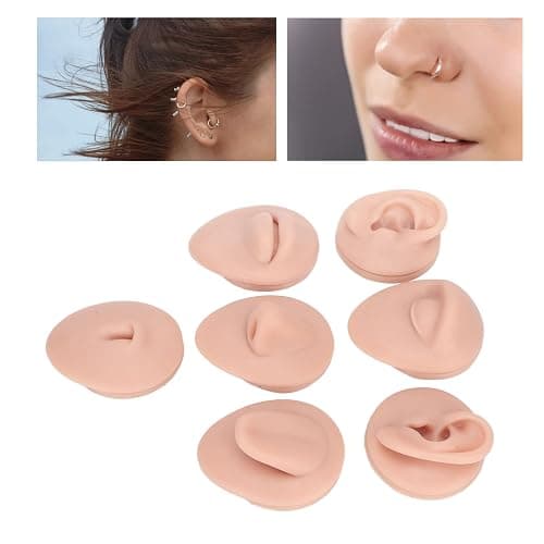 Soft Silicone Body Piercing Practice Model,Simulation Flexible Mannequin Teaching Tool Reusable Ear Model Soft Ear Eye Nose Mouth Tongue Belly Button Model for Practicing Suture (Middle Skin Color) thumbnail 7