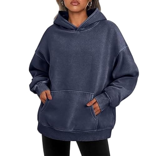 Baimiu Womens Oversized Acid Wash Hoodie Unisex Heavyweight Fleece Hoodies Men Vintage Washed Sweatshirt Fall Y2k Outfits thumbnail 2
