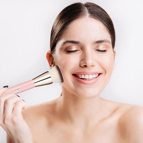 MSQ Foundation Brush for Liquid Makeup, Flat Top Kabuki Foundation Brush Premium Makeup Brushes for Liquid, Cream and Blending Powder Brush (Pink) thumbnail 7