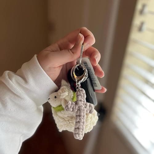 Macrame Cross Keychain,Jesus Key Chain Christian Car Accessories Handmade Soft Cross Keychain Boho Decor for Women Men Gifts thumbnail 6