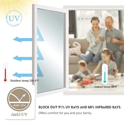 Window Privacy Film,One Way Mirror Film Daytime Anti UV Sun Blocking Heat Control Reflective Film Decorative Static Cling Window Tint for Home Office Living Room(Silver, 17 Inch x 6.5 Feet) thumbnail 5