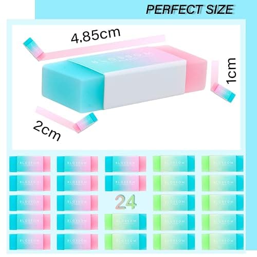 Gersoniel 24 Pcs Cute Rubber Colored Kawaii Erasers for Kids Drawing Writing Aesthetic Jelly Erasers Office School Supplies Students Artist thumbnail 2