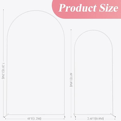Fomcet Metal Arch Backdrop Stand Set of 2 Wedding Arch Stand White 7.2FT & 6FT Arched Frame for Birthday Party Baby Shower Graduation Ceremony Decorations thumbnail 3