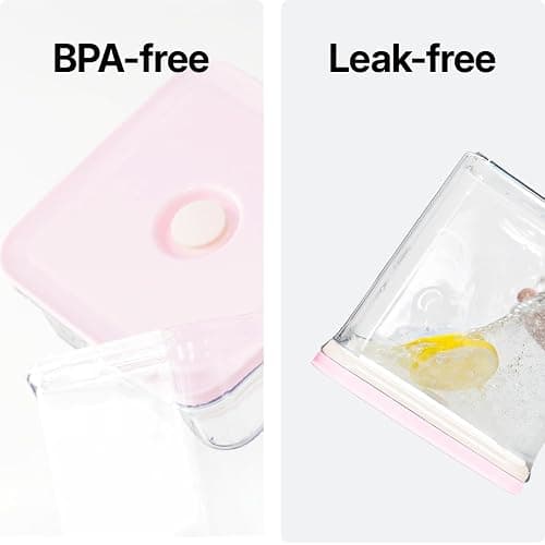 VAKUEN Premium Airtight Food Storage Containers ROSE Pink Lid, 1.0L(1.06qt) x2pcs Container. Patented Double Silicone Lining, 100% Leak Proof, BPA-FREE thumbnail 4