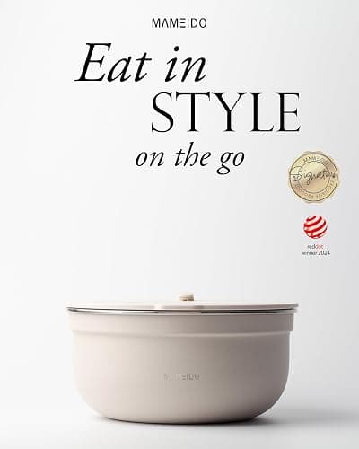 MAMEIDO Salad Container to Go 1.5 L (Ivory Beige) | Stainless steel salad container with dressing pot & silicone seal, BPA-free — ideal for meal prep thumbnail 2