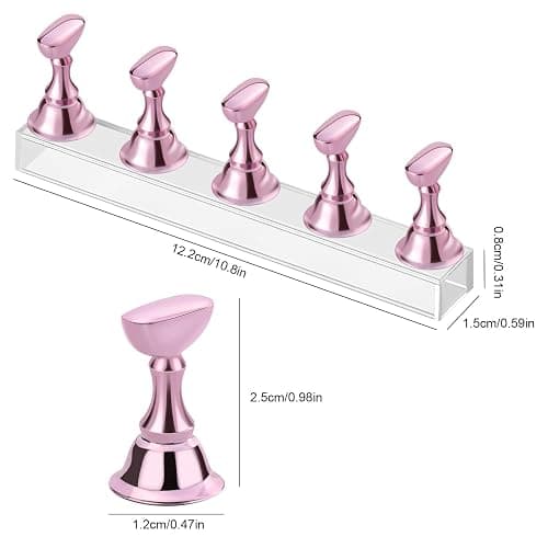 Etercycle Nail Stand Acrylic Nail Art Display Stand Practice Nail Holder for Painting Nails Magnetic Practice Stands with Double-sided Tape For DIY Salon Supplies (Pink) thumbnail 7