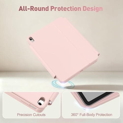 ZYNTHRALIX for iPad 11th (A16, 2025)/10th Generation Case with Keyboard, Portrait/Landscape, 11-Color Backlit & Multi-Touch Trackpad, Detachable Case & Stain-Resistant Leather, Pencil Buckle,Baby Pink thumbnail 7