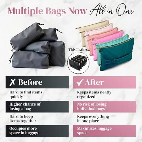 BOBBIE BAGS Accordion Makeup Bag, Travel Makeup Bag with 6 Compartments, Large Capacity Cosmetic Bags for Women, Toiletry Bag for Women, Makeup Organizer, Zipper Pouch Preppy Stuff thumbnail 4