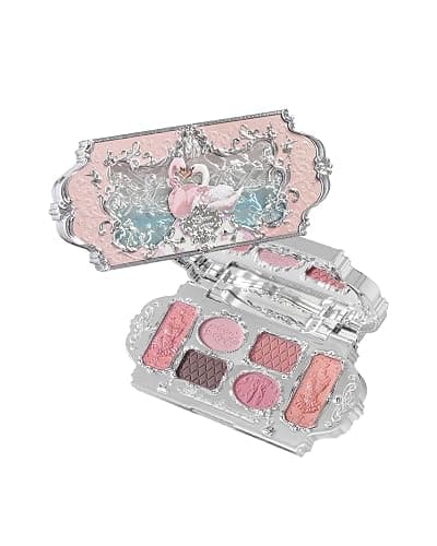 Swan Ballet 6-farbige Make-up-Palette, Lidschatten, Rouge, Hervorhebung und Kontur, Flower Know Make-up-Palette mit 4 matten + 2 schimmernden neutralen Farbtönen (Pink Swan) - Image 1