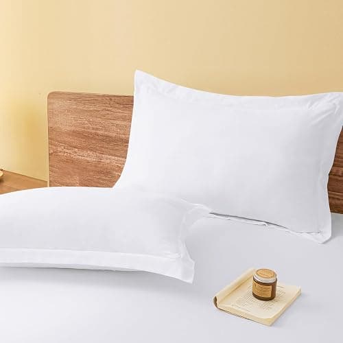 vveiiye Standard Pillow Shams Set of 2 White Pillow Shams Soft Microfiber Pillow Covers with Envelope Closure, Fade, Wrinkle and Shrink Resistant Bed Pillow Cases, 20 × 26 Inches - Image 1