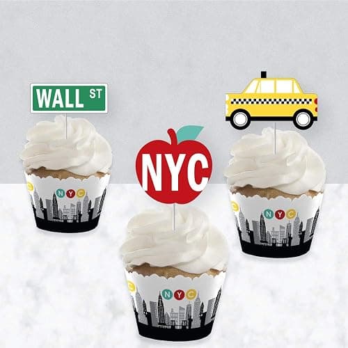 Big Dot of Happiness NYC Cityscape - Cupcake Decoration - New York City Party Cupcake Wrappers and Treat Picks Kit - Set of 24 thumbnail 3