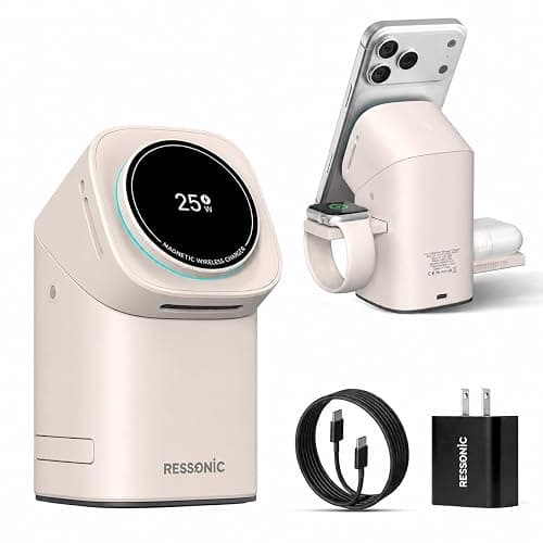 25W 3 in 1 Wireless Charging Station for Apple&Samsung, Desk Night Stand | Includes 45W Adapter, Wireless Charger for MagSafe iPhone 17/16/15/14/13/12, Galaxy S25/S24/S23/S22, AirPods & Watch - Image 1
