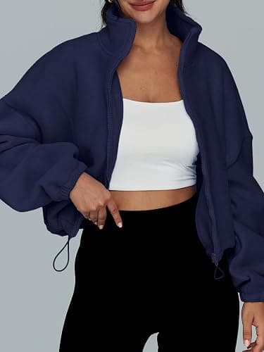 AUTOMET Womens Fleece Jackets Zip Up Oversized Sweatshirts Winter Clothes Long Sleeve Crop Sherpa Fall Outfits Fashion thumbnail 3