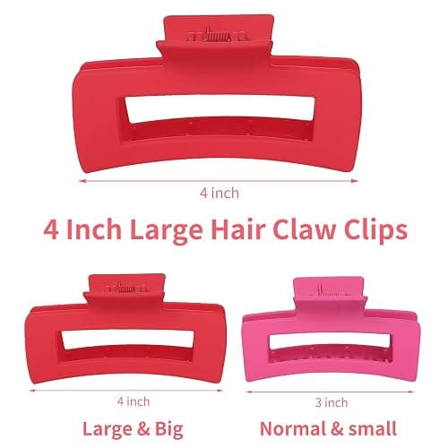 Sisiaipu 4.1 Inch Jumbo Claw Clips for Thick Hair - 12 Pcs Square Hair Accessories for Women and Girls - Dopamine thumbnail 3