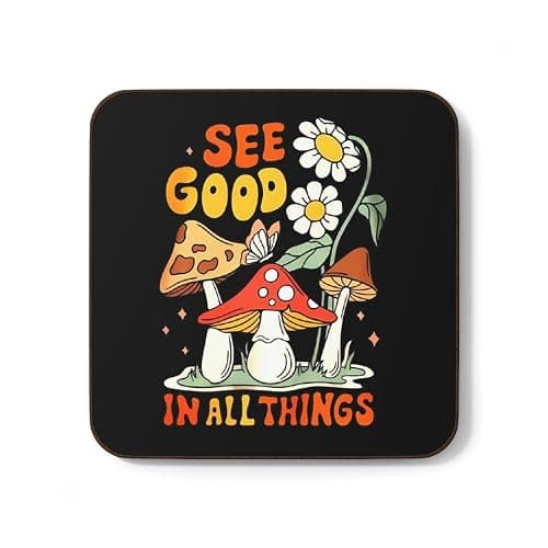 Mushroom Coaster Set - See Good in All Things, Eco-Friendly Decor, Gift for Nature Lovers, Kitchen Accessories - Image 1
