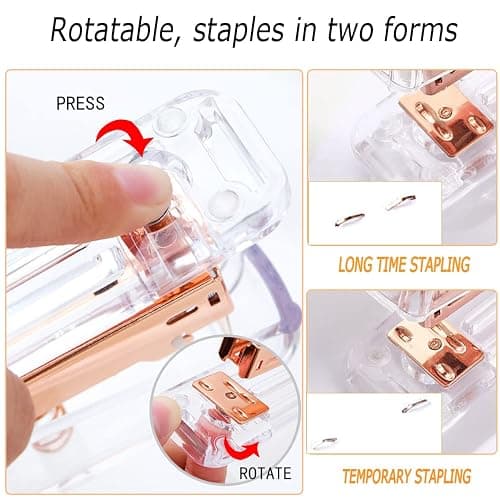 Rose Gold Office Supplies and Accessories, Acrylic Stapler, Staple Remover, Tape Holder, Ballpoint Pen, Scissor, Binder Clips, Staples, Phone Holder, Ruler, Transparent Glue and 300 Notes thumbnail 3