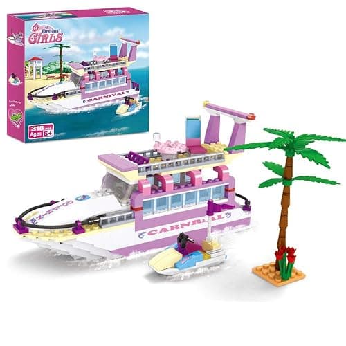 BRICK STORY Dream Girls Cruise Ship Building Block Toys 318 Pieces Friends Yacht Building Sets City Boat Ship Model Building Kit Christmas Birthday Gift for Kids Boys and Girls Age 6-12 7-9 - Image 1
