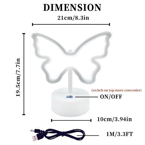 Purple Butterfly Neon Sign Lights - 1 Pack Butterfly Decorations for Girls Bedroom Battery/USB-Powered Purple Room Decor, Aesthetic for Room, Home, Party, Nursery thumbnail 3