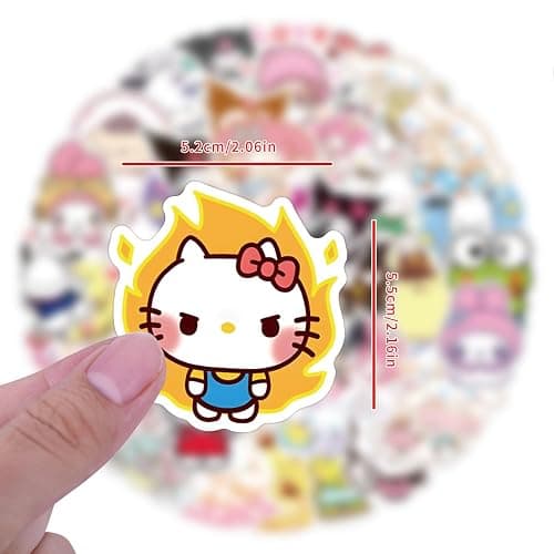 100pcs Hellokitty Kuromi Mymelody Stickers for Kids, Cute Sanrio Cartoon Waterproof Vinyl Decal for Teen Girl Adult Notebook Laptop Water Bottle Skateboard Guitar Travel Case Phone Bike thumbnail 3