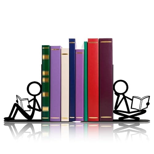 Metal Decorative Bookends Unique Cool Home Desk Bookend Funny People Books Ends Bookshelf Decor for Library Office School Livingroom Ideal Gifts for Book Lovers - Image 1