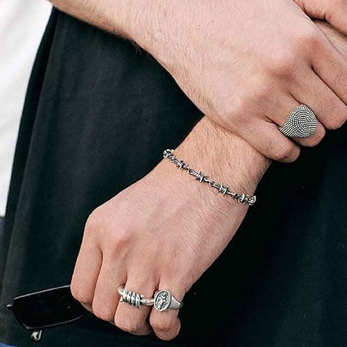 KESOCORAY Punk Gothic Thorns Metal Barbed Wire Chain Necklace Bracelet Silver Jewelry for Men Women thumbnail 8