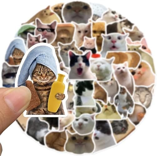 100 PCS Cute Cat Stickers, Funny Meme Cat Stickers Pack, Waterproof Vinyl Stickers for Kindle Water Bottles Skateboard Guitar Snowboard Luggage for Cat Lovers thumbnail 4